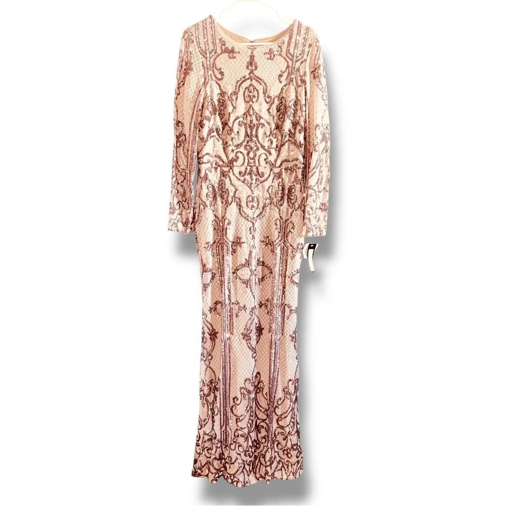 Betsy & Adam formal dress with a A-line Silhouette new with tags 14 Rose Gold - Picture 2 of 10